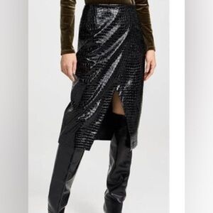 Juniper Glossed Faux Crocodile Wrap Skirt